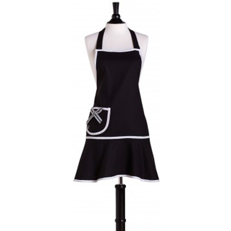 Jessie Steele - Bib Carmen Black w/White Bias Apron